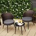 George Oliver 3 Piece Seating Group w/ Cushions Synthetic Wicker/All - Weather Wicker/Metal/Wicker/Rattan in Brown | Outdoor Furniture | Wayfair