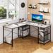 The Twillery Co.® Sera L-Shape Desk Wood/Metal in Gray | 29.5 H x 60 W x 60 D in | Wayfair CC0E1413E032480680C9FF96ACC5CCC0