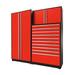 Proslat Fusion Plus 3-Piece Glossy Red Garage Cabinet Set with Silver Handles