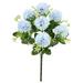 Set of 3 Light Blue Artificial Pom Pom Mum Flower Stem Bush Bouquet 16in - 16" L x 8" W x 8" DP