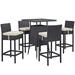 Ergode Convene 5 Piece Outdoor Patio Pub Set - Espresso Beige