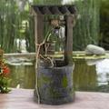 Pure Garden Wishing Well Fountain-4-Tier Polyresin Cascading Waterfall- Hand Painted Outdoor Water