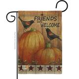 Breeze Decor BD-HA-G-113059-IP-DB-D-US16-AL 13 x 18.5 in. Welcome Friends Crows Burlap Fall Harvest & Autumn Impressions Decorative Vertical Double Sided Garden Flag