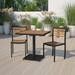 Emma + Oliver Outdoor Patio Bistro Dining Table Set with 2 Chairs and Faux Teak Poly Slats
