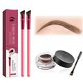 4D Hair Stroke Brow Stamp Brush Eyebrow Hair Stroke Brush Multifunction Ultra-thin Angled Realistic Eyebrow Brush for Powder Cream Gel and Wax (Dark brown)