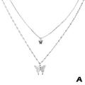 Double Crystal Butterfly Silver Gold Chain Necklace Gift} Xmas Christmas H9Q0