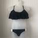 Jessica Simpson Swim | Jessica Simpson Swimsuit Black Cream Bandeau Crochet Bikini 2pc Set Size Small | Color: Black/Cream | Size: S
