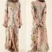 Free People Dresses | Free People Marais Printed Midi Dress Size S Floral Ruffle Hi Lo Ivory Pink Gold | Color: Gold/Pink | Size: S