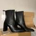 Zara Shoes | Brand New With Tags: Zara Leather Heeled Ankle Boots | Color: Black | Size: 10
