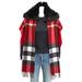 Burberry Accessories | Burberry Fox Fur Trim Cashmere Half Mega Check Scarf Authentic | Color: Black/Red | Size: Os