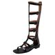 Jamron Women's Open Toe Adjustable Strappy Sandals Knee High Gladiator Roman Sandals Boots with Zipper Black SN0702131 UK6.5