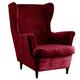 Qelus Wingback Chair Covers 2 Piece Set, Velvet Wing Chair Slipcover Stretch Armchair Cover, Removable Elastic Furniture Protector for Wingback Chairs Living Room Bedroom Hotel, Red
