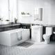 Ambon 1700mm Bath, Rimless Close Coupled Toilet & Flat Pack Vanity Basin Unit White