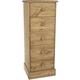 Malvern - Chest 5 Drawers Narrow Solid Pine Wooden Bedroom Home Furniture Clothing Storage - Brown