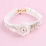 Pets Cat Collar Pearl Camellia Flower Collar Necklace Jewelry for Chihuahua Yorkie Costume