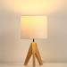 Wooden Tripod Small Table Lamp - Bedside Lamp With Linen Shade For Bedside Table Children S Room Office