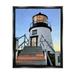 Coastal Lighthouse Beacon Coastal Graphic Art Jet Black Framed Art Print Wall Art