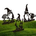 AIXING Gnome Garden Stakes 3Pcs Gnome Yard Stakes Iron Gnome Hollow Out Silhouettes Vintage Metal Yard Garden Outdoor Decor Metal Stake way