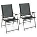 Costway 2pcs Patio Folding Portable Dining Chairs Metal Frame Armrests Garden Outdoor Black