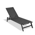 Patio Chair with Wheels and 5-Position Adjustable Backrest Outdoor Chaise Lounge Set Aluminum Recliner Chair Chaise Lounge Chair for Patio Garden Beach Poolside Balcony