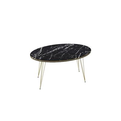 moebel17 Couchtisch Marmor Optik Oval Schwarz 21597013