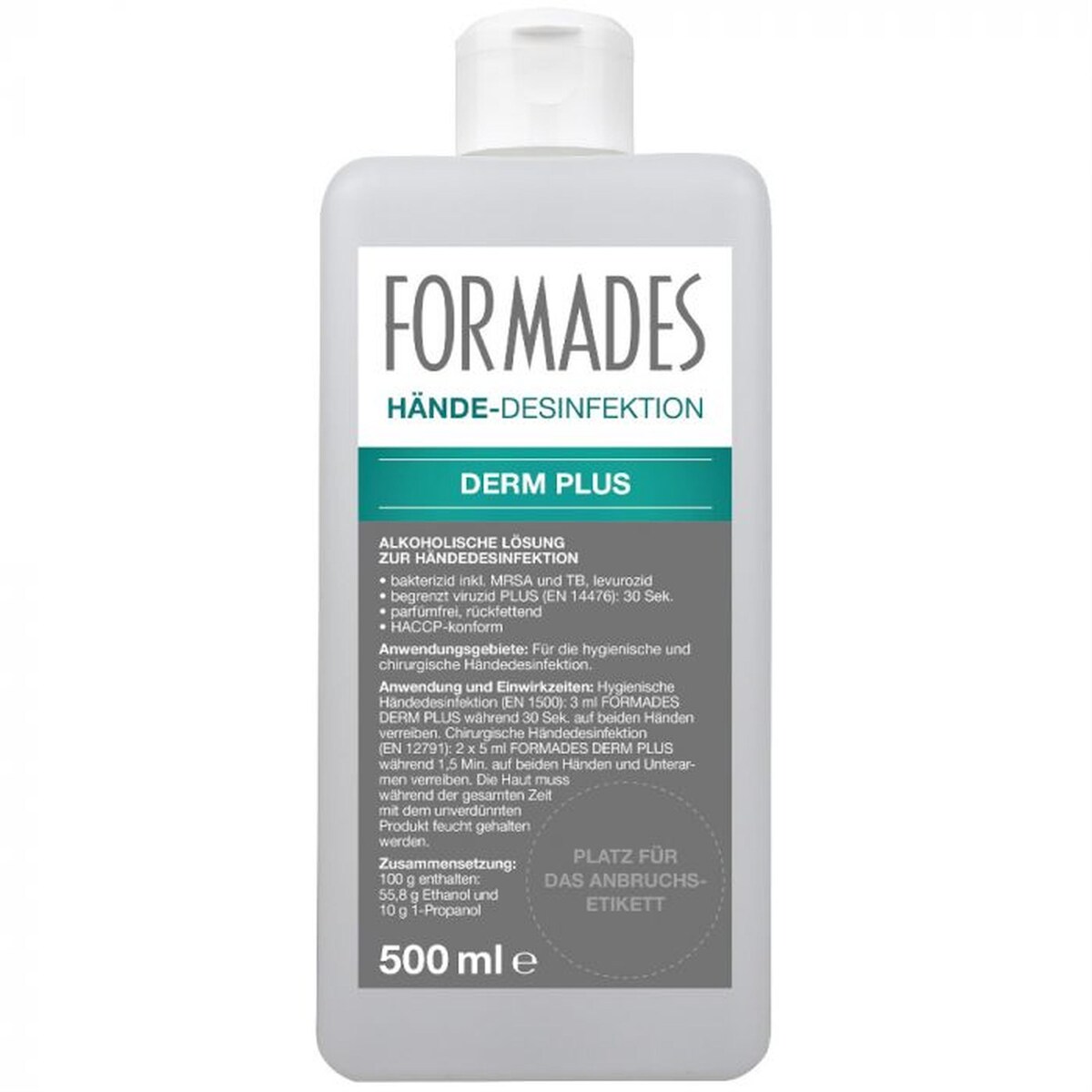 Meditrade FORMADES Händedesinfektion Derm Plus - 10 x 500 ml - Euroflaschen Image
