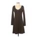 Karen Kane Casual Dress - A-Line Scoop Neck Long sleeves: Brown Print Dresses - Women's Size Small