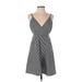 Essue Casual Dress - A-Line Plunge Sleeveless: Gray Print Dresses - Women's Size Small