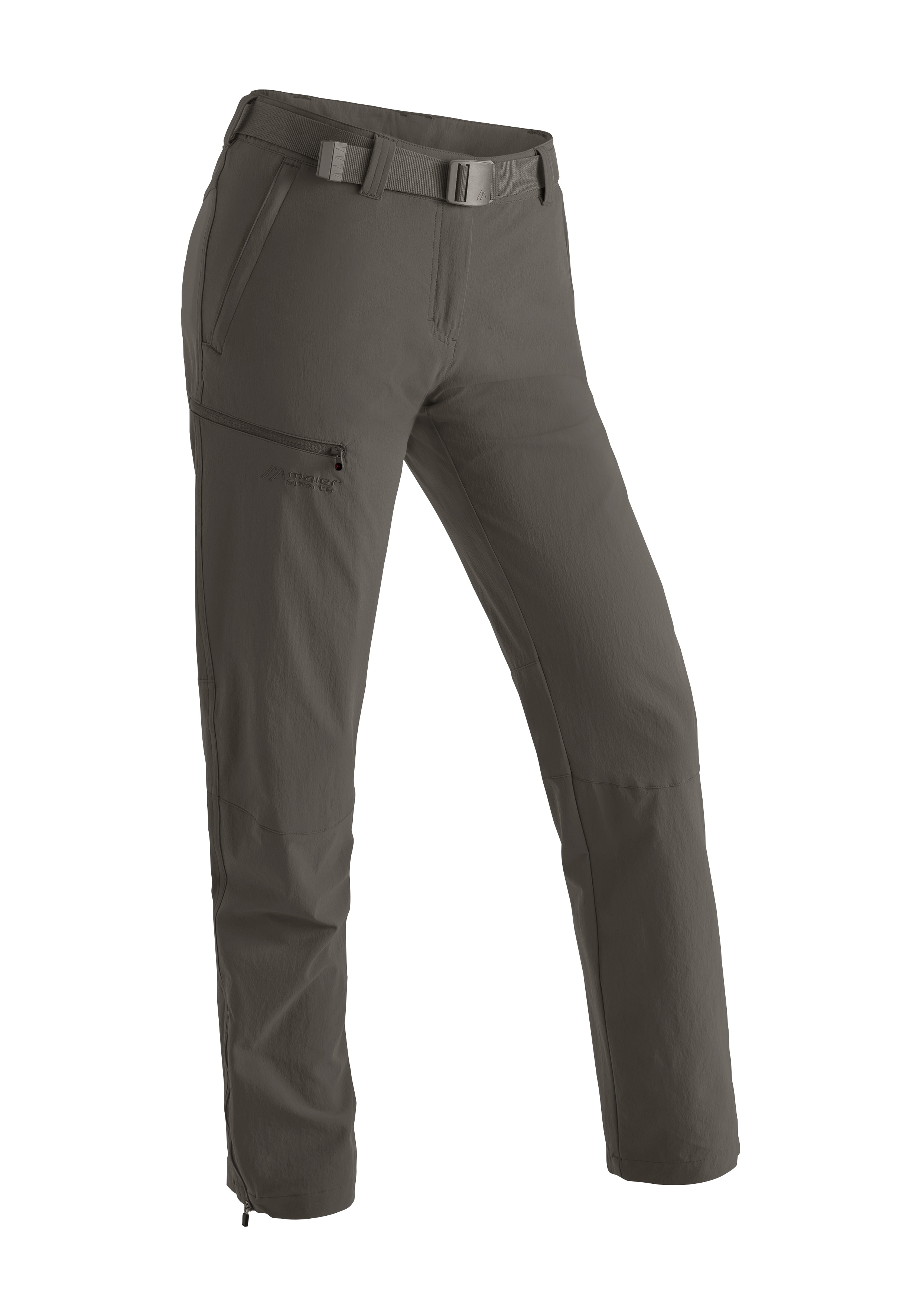 Funktionshose MAIER SPORTS "Inara slim", Damen, Gr. 25, Kurzgrößen, braun (schlamm), 90% Polyamid, 10% Elasthan, Hosen, Herren Wanderhose, atmungsaktive Outdoor-Hose, 4 Taschen, Slim Fit Image