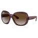 Ray-Ban RB4098 Jackie Ohh II Sunglasses - Women's Transparent Dark Brown Frame Grey Gradient Brown Lens Polarized 60 RB4098-6593T5-60