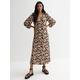 New Look Brown Leopard Print Puff Sleeve Midi Smock Dress, Print, Size 8, Women