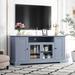 TV Stand for TV up to 65in with 2 Tempered Glass Doors Cabinet Sideboard