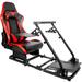 Inbox Zero Flight Simulation Cockpit w/ Red Racing Seat Fit for Logitech X52 X52pro X56 G29 Faux Leather in Black/Red | Wayfair