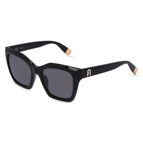 Furla SFU 621 Damen-Sonnenbrille Vollrand Butterfly Acetat-Gestell, schwarz