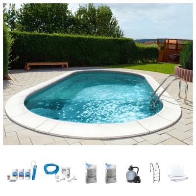 Ovalpool MY POOL BWT "PREMIUM mit grauer Innenfolie", grau (weiß, grau), B:360cm H:150cm L:737cm, Schwimmbecken, Höhe 150 cm, in verschiedenen Größen