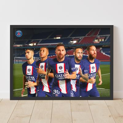 Druck der Spielergruppe von Paris Saint-Germain – gerahmt – A3 Image