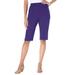 Plus Size Women's Soft Knit Bermuda Short by Roaman's in Midnight Violet (Size L) Pull On Elastic Waist