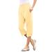 Plus Size Women's Soft Knit Capri Pant by Roaman's in Banana (Size S) Pull On Elastic Waist