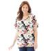 Plus Size Women's Dolman Sleeve Georgette Top by Catherines in Black Multi Floral (Size 5X)