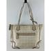 Coach Bags | Coach 26414 Poppy Signature Metallic Outline Patent Trim Tote Handbag Purse | Color: Cream | Size: Medium