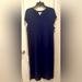 Jessica Simpson Dresses | Jessica Simpson Dress Midi Hi-Low Hem Cap Sleeve Side Slits Navy Blue Xxl | Color: Blue | Size: Xxl
