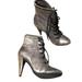 Coach Shoes | Coach Poppy Metallic Combat Heel Ankle Booties Size 5 Lace Up Casual Party | Color: Gold/Gray | Size: 5