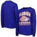 Youth Royal Florida Gators Wordmark Helmet Long Sleeve T-Shirt