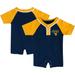 Newborn & Infant Navy West Virginia Mountaineers Raglan Romper