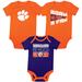 Infant Russell Orange/Purple Clemson Tigers 3-Pack Bodysuit Set