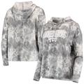 Women's Charcoal TCU Horned Frogs Hairpin Tie-Dye Cropped Tri-Blend Long Sleeve Hoodie T-Shirt