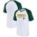 Men's Fanatics Branded White/Green Oakland Athletics Show The Leather Raglan V-Neck T-Shirt