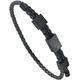 Forge & Foundry Men's Adjustable Black Braided Leather Bracelet | Drapers | Matte Black Stainless Steel Slider | Refined Hand-Crafted Jewelry, Designed by Jewelers, Forged for Men (Triple clasp)