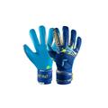 Torwarthandschuhe REUSCH "Attrakt Aqua" Gr. 10,5, bunt (goldfarben, blau) Damen Handschuhe Sporthandschuhe