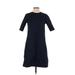 Uniqlo Casual Dress - Shift Crew Neck Short sleeves: Blue Print Dresses - Women's Size X-Small